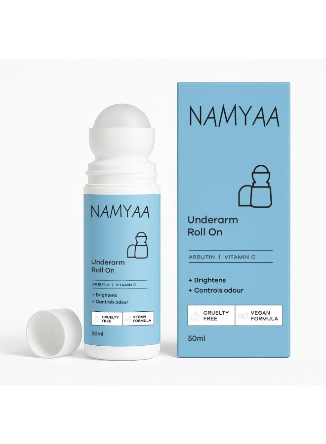Namyaa Underarm Roll On with 4% AHA BHA and 6% Brightening Complex | Reduces Pigmentation & Odour - Keeps Skin Fresh & Clean 50ml - Image 1