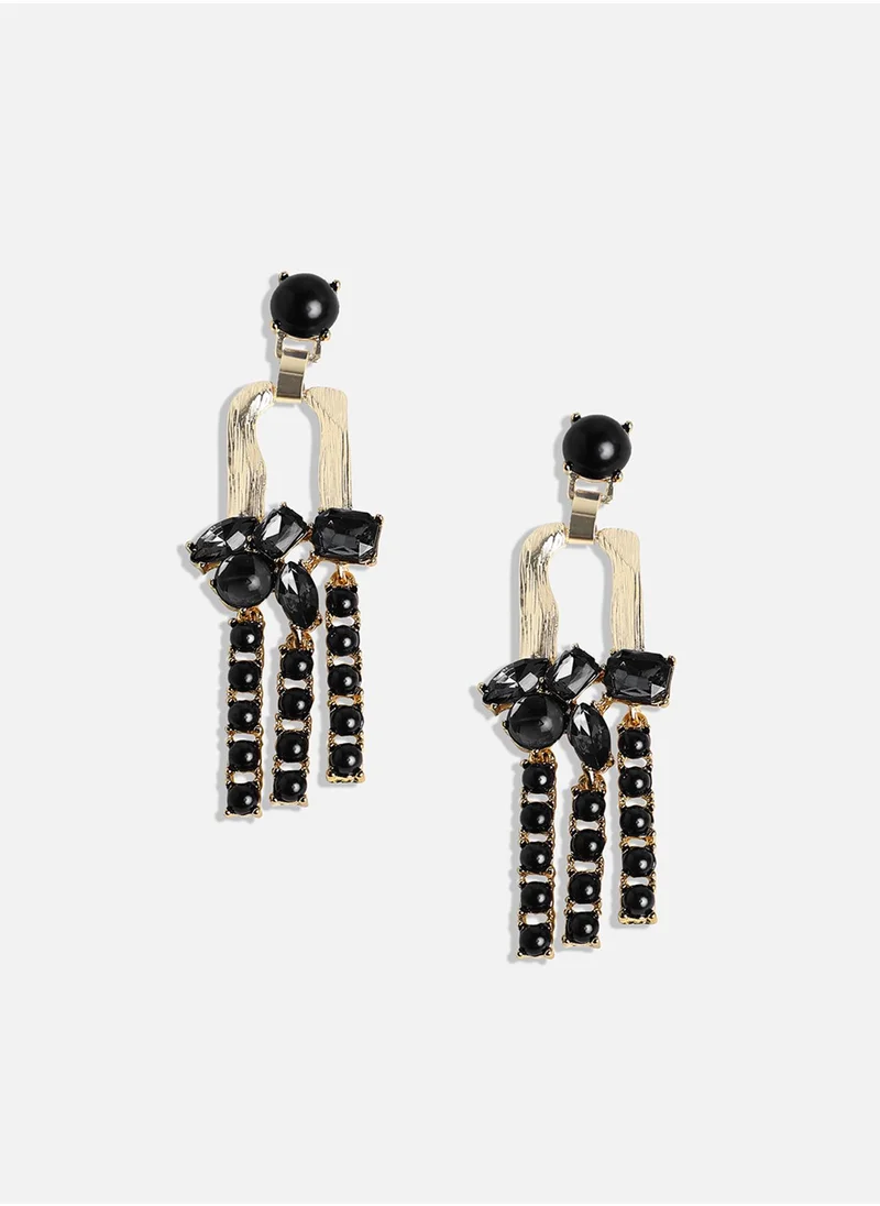 SOHI Stone Studded Drop Earrings