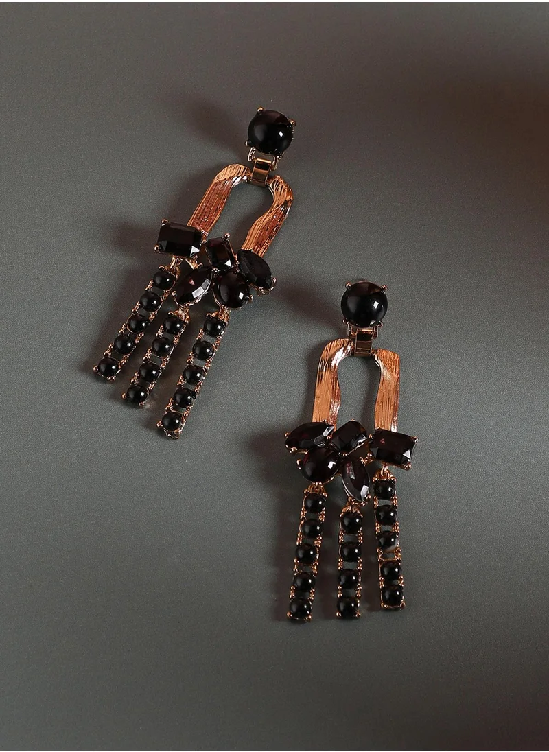 SOHI Stone Studded Drop Earrings