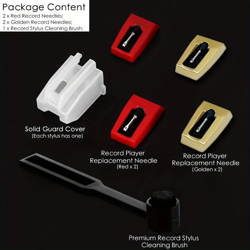 4 Pcs Set Upgraded Phonograph Needles Replacement Stylus Tips Compatible for Vintage Record Players High Quality Wear Resistant New 4 Piece Set - Image 3