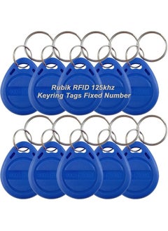Rubik 125Khz Rfid Key Tags, Fixed Unique Number Em4100 Tk4100 Chip Non-Writeable Proximity Key Chain For Access Control Systems Time Attendance Parking (10 Keychain, Blue)  - Image 1