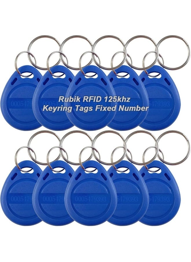 Rubik 125Khz Rfid Key Tags, Fixed Unique Number Em4100 Tk4100 Chip Non-Writeable Proximity Key Chain For Access Control Systems Time Attendance Parking (10 Keychain, Blue)  - Image 1