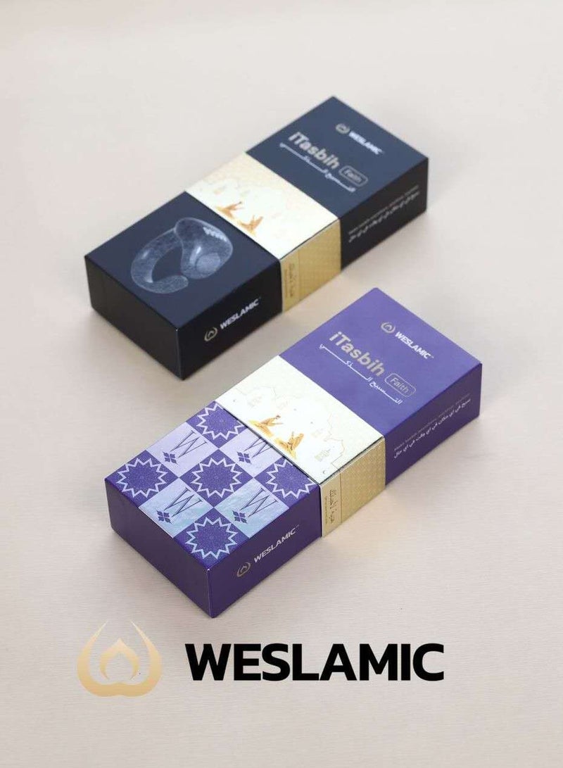 WESLAMIC iTasbih FAITH Smart Tasbih Zikr Ring, OLED Display, Zikr Counter, Prayer Reminders, 5 Adjustable Sizes, Wireless Charging, Waterproof, Bluetooth Enabled Perfect Gift for Any Occasion - Image 3