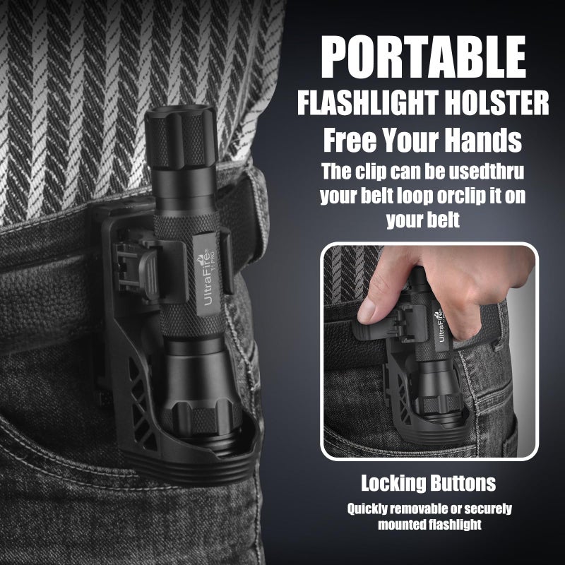 ULTRAFIRE 1000 High Lumen Tactical EDC Flashlight with Holster,Single Mode Police Flashlight with Belt Holder,Bright Law Enforcement Flashlight with Holster for Duty Belt T1 PRO - Image 5