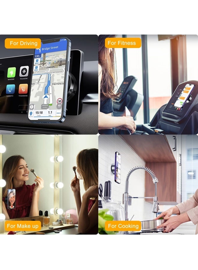 إكس ليفيل حامل هاتف مغناطيسي للسيارة، مغناطيس قوي، قاعدة شفط طويلة الأمد، مناسب للسيارة، صالة الألعاب الرياضية، المرآة، السطح الأملس - Image 4