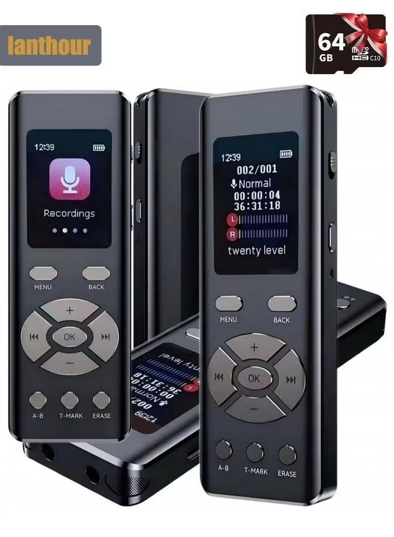 لانثور مسجل صوتي رقمي محترف 64GB تسجيل MP3 1536kbps تسجيل تنشيط صوتي تلقائي - Image 1