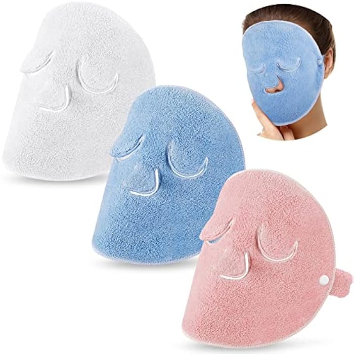 Tegeme Reusable Face Towel Mask 3 Pieces Anti Aging Facial Steamer Towel Moisturizing Rejuvenation Facial Steamer Masks Cold Hot Stocking Stuffers for Sister Skin Care Facial SPA Kit for Women Girls - Image 1