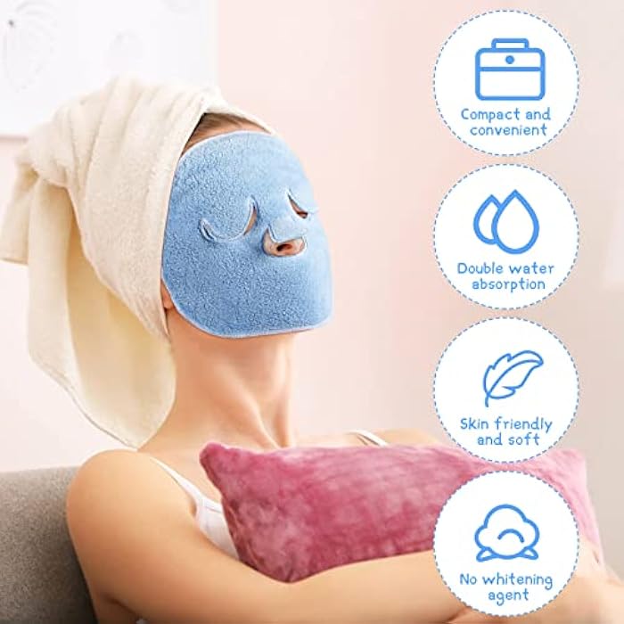 Tegeme Reusable Face Towel Mask 3 Pieces Anti Aging Facial Steamer Towel Moisturizing Rejuvenation Facial Steamer Masks Cold Hot Stocking Stuffers for Sister Skin Care Facial SPA Kit for Women Girls - Image 5