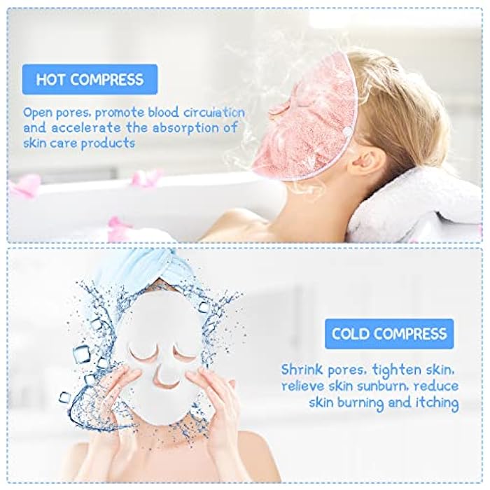 Tegeme Reusable Face Towel Mask 3 Pieces Anti Aging Facial Steamer Towel Moisturizing Rejuvenation Facial Steamer Masks Cold Hot Stocking Stuffers for Sister Skin Care Facial SPA Kit for Women Girls - Image 3