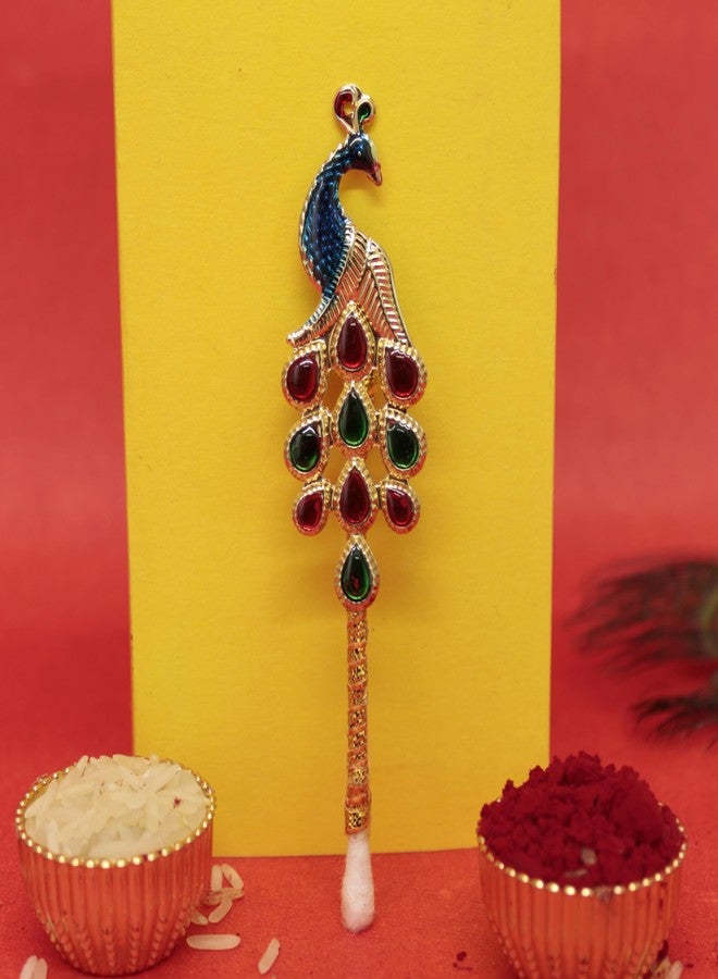 Comelyns Pooja Tilak Stick Meenakari Colorful Diamond Tilak Sticks Peacock Shape Tilak Stick, Pooja Thali Item Rakhi Stick kumkum Stick Rakhi Pooja thali Stick (Pack of 5 Sticks) (5) - Image 3
