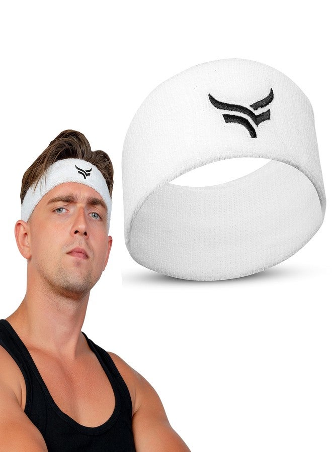 XTRIM Cotton Unisex Head Band, Head Band for Men, Head Band for Women, Hair Band, Moisture-Wicking, Comfortable Fit, Breathable Fabric, Highly Elastic (White) - Image 1