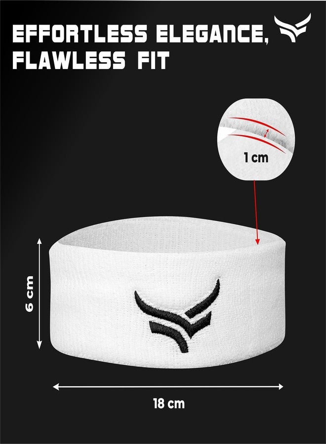 XTRIM Cotton Unisex Head Band, Head Band for Men, Head Band for Women, Hair Band, Moisture-Wicking, Comfortable Fit, Breathable Fabric, Highly Elastic (White) - Image 4