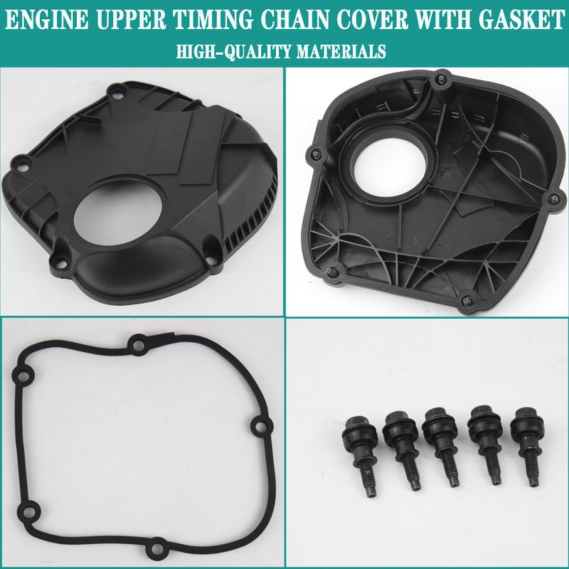 YzusGomumu Engine Upper Timing Chain Cover with Gasket Compatible with 2008-2017 Audi A3 A4 A5 A6 Q5 TT VW Beetle CC EOS Golf GTI Jetta Passat TIGUAN Replaces# 06H103269H 06H103269L 06H103269G, Black - Image 5