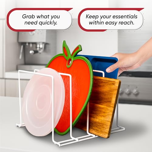 Better Houseware Pot Pan Organizer Under Cabinet Pot Lid Organizer Pan Organizers Inside Cabinet, Adjustable Cutting Board Organizer, Pots and Pans Organizer for Cabinet Storage, 4 Divided Slots - Image 5