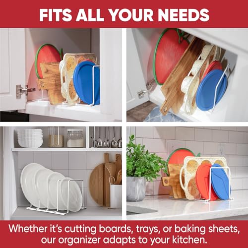 Better Houseware Pot Pan Organizer Under Cabinet Pot Lid Organizer Pan Organizers Inside Cabinet, Adjustable Cutting Board Organizer, Pots and Pans Organizer for Cabinet Storage, 4 Divided Slots - Image 3
