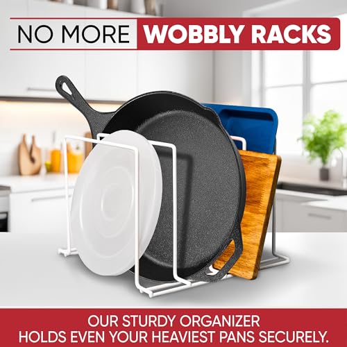 Better Houseware Pot Pan Organizer Under Cabinet Pot Lid Organizer Pan Organizers Inside Cabinet, Adjustable Cutting Board Organizer, Pots and Pans Organizer for Cabinet Storage, 4 Divided Slots - Image 2
