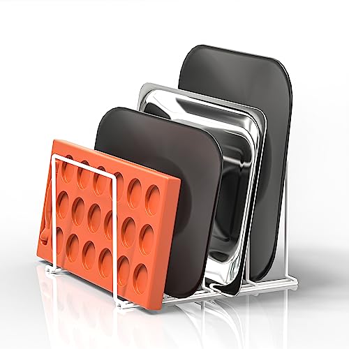 Better Houseware Pot Pan Organizer Under Cabinet Pot Lid Organizer Pan Organizers Inside Cabinet, Adjustable Cutting Board Organizer, Pots and Pans Organizer for Cabinet Storage, 4 Divided Slots - Image 1