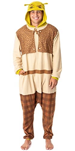 INTIMO DreamWorks Shrek Mens' Movie Film Character Costume Footless Sleep Union Suit (Large/X-Large) Multicolored - Image 1