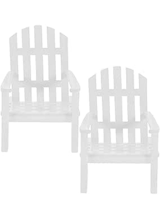 2Pcs Miniature White Wooden Chairs Dollhouse Furniture Cake Topper Landscape Decor - Image 1