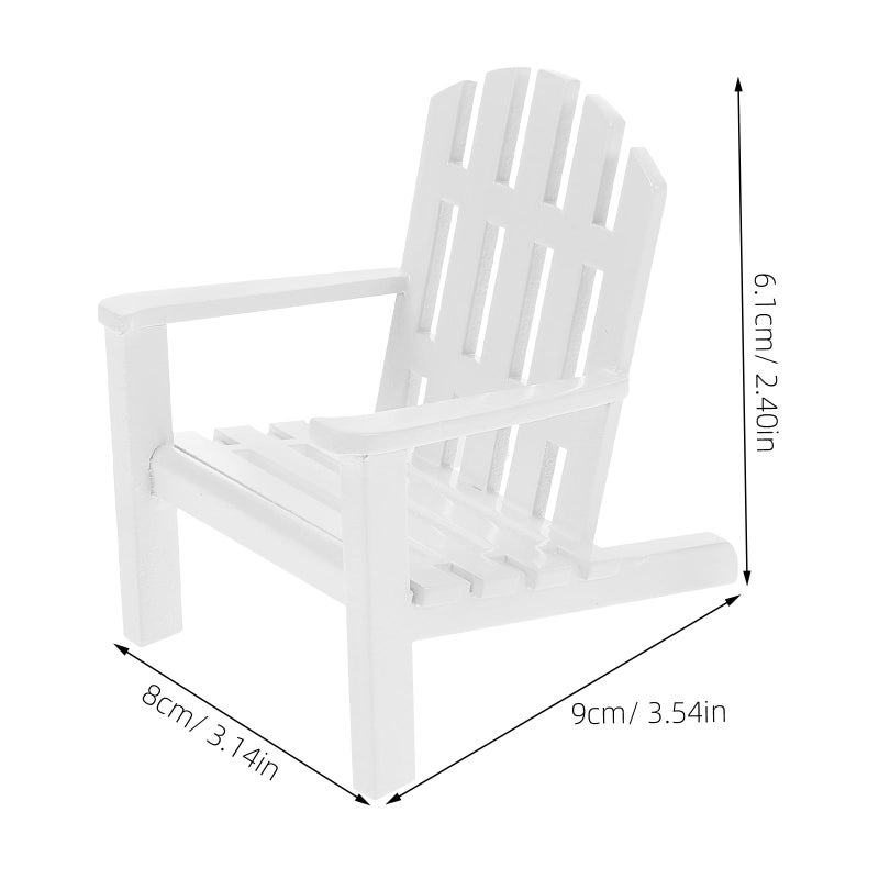 2Pcs Miniature White Wooden Chairs Dollhouse Furniture Cake Topper Landscape Decor - Image 3