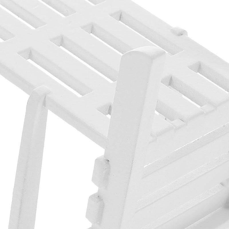 2Pcs Miniature White Wooden Chairs Dollhouse Furniture Cake Topper Landscape Decor - Image 4