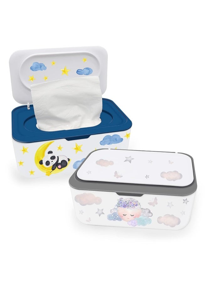 Lovppy 2Pcs Baby Wipes Dispenser, Diaper Wipe Holder with Lid, Refillable Wipes Case Container with Sealing Design, Flushable Wipes Pouch Case Storage Box for Bathroom, Keeps Wipes Fresh Easy Open & Close - Image 1