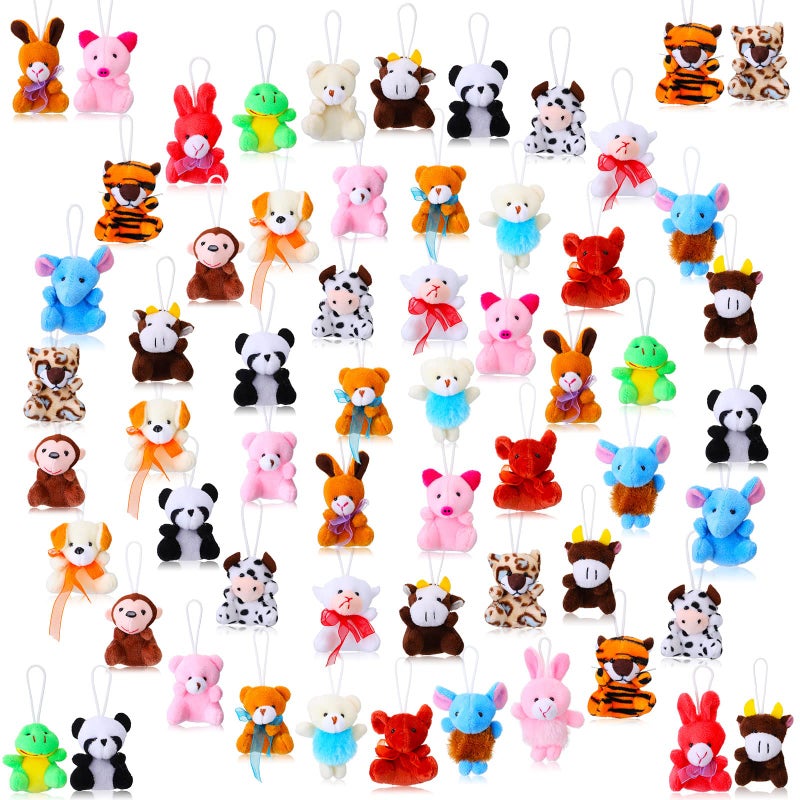 Charniol 60 Pack Mini Stuffed Animal Bulk Small Plush Animal Toys Miniature Stuff Animal Keychain Set for Easter Egg Party Favors Valentine s Day Gift Goodie Bag Fillers Carnival Prizes Classroom Rewards - Image 2