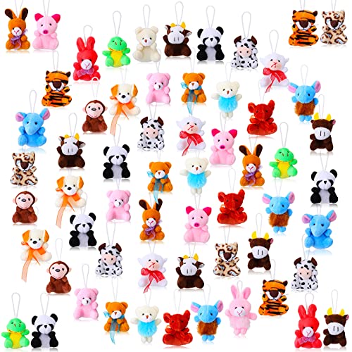 Charniol 60 Pack Mini Stuffed Animal Bulk Small Plush Animal Toys Miniature Stuff Animal Keychain Set for Easter Egg Party Favors Valentine s Day Gift Goodie Bag Fillers Carnival Prizes Classroom Rewards - Image 1