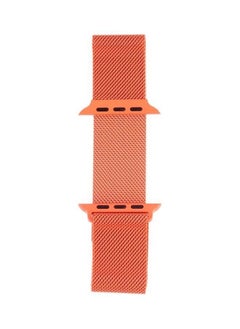 NIBEMINENT Milanese Loop Magnetic Stainless Steel Watchband For Apple Watch Series 7/6/5/4/3/2/1/SE 45/44/42mm Orange  - Image 4