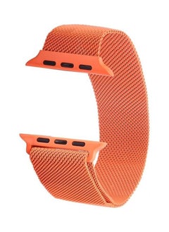NIBEMINENT Milanese Loop Magnetic Stainless Steel Watchband For Apple Watch Series 7/6/5/4/3/2/1/SE 45/44/42mm Orange  - Image 5