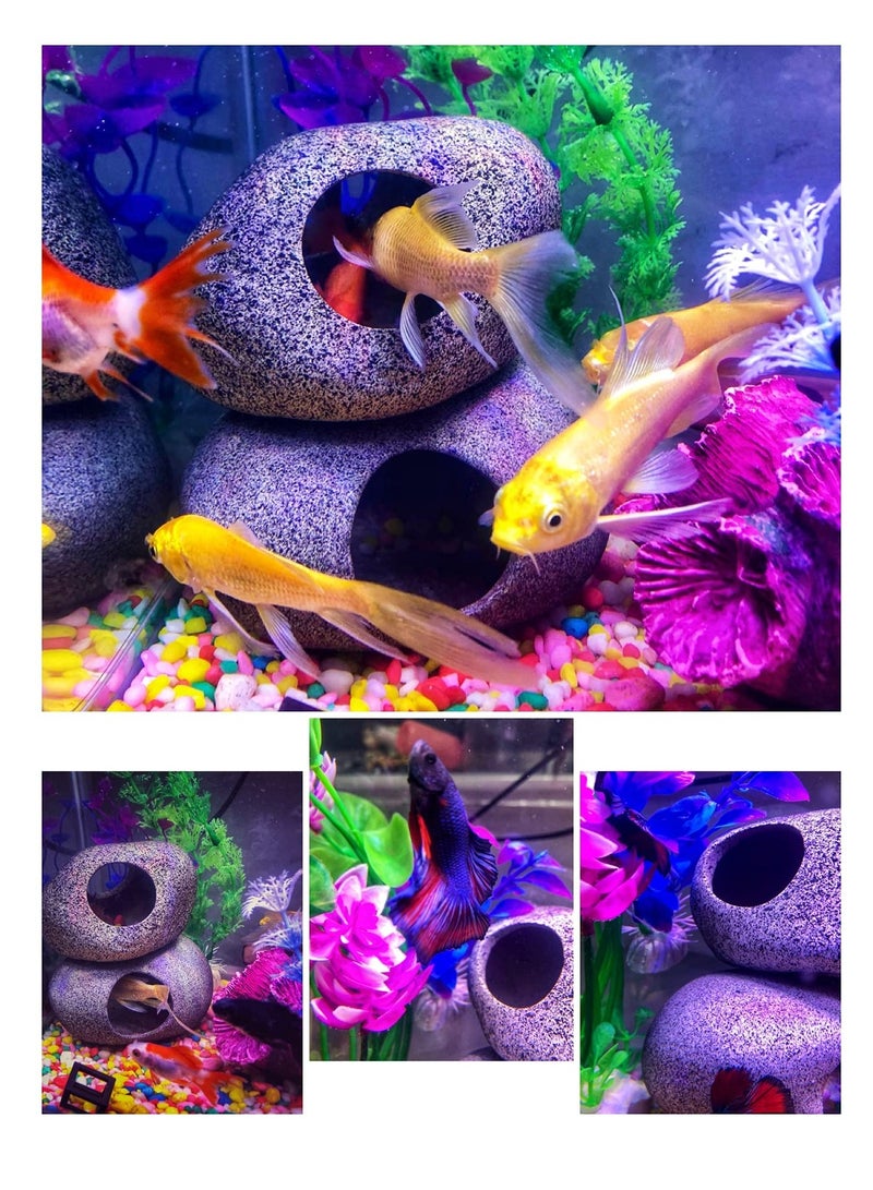 Excefore Stackable Aquarium Decoration Rock Caves, Betta Cave Hideaway Tunnel for Territorial Fish, Shrimp Cichlid Hiding Breeding Spawning,Hideout Decor 2PCS - Image 4