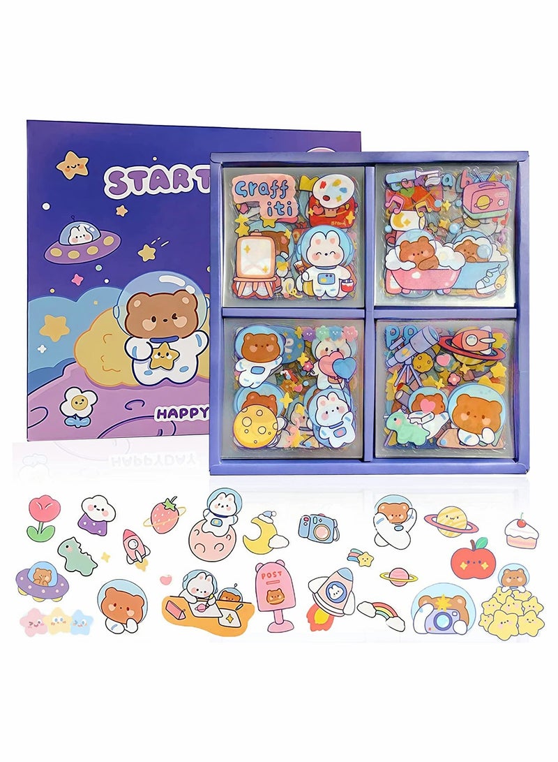 lovely Vinyl Stickers Pack of 100 Waterproof Kawaii Aesthetic Stickers for Water Bottles Laptops Journals and Scrapbooking Perfect Gifts for Kids and Teens Space Star Theme - Image 1