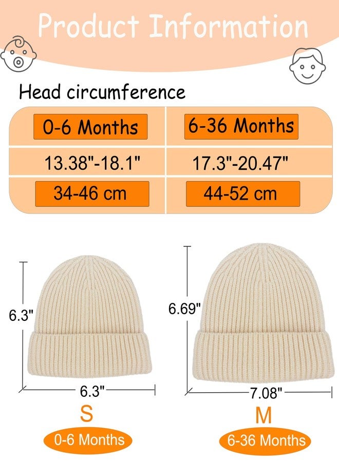 vidsel Toddler Beanie Baby Hat Boys Girls Beanies, Wool Cuffed Warm Infant Kids Winter Hats Children Knit Caps, Beige - Image 2