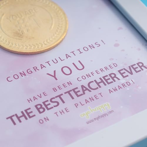 Oye Happy - Medal Frame for Best Teacher – Gift for Sir or Madam | Wooden Certificate Frame with Medal | Appreciation Gift for Teacher, Mentor, or Guruji | 12.5 x 17.5 cm - Image 2