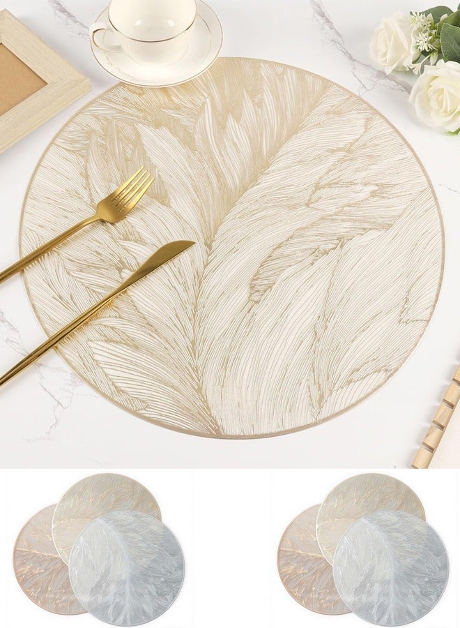 صاروخ فلاير 3 ألوان مفرش دائري ممتاز ، 15 بوصة PVC طاولة حصيرة مجموعة من 6 مفارش قابلة للغسل قابلة للغسل لتزيين حفل زفاف الطاولة عيد ميلاد (ذهبي ، ذهبي وردي ، فضي) - Image 1