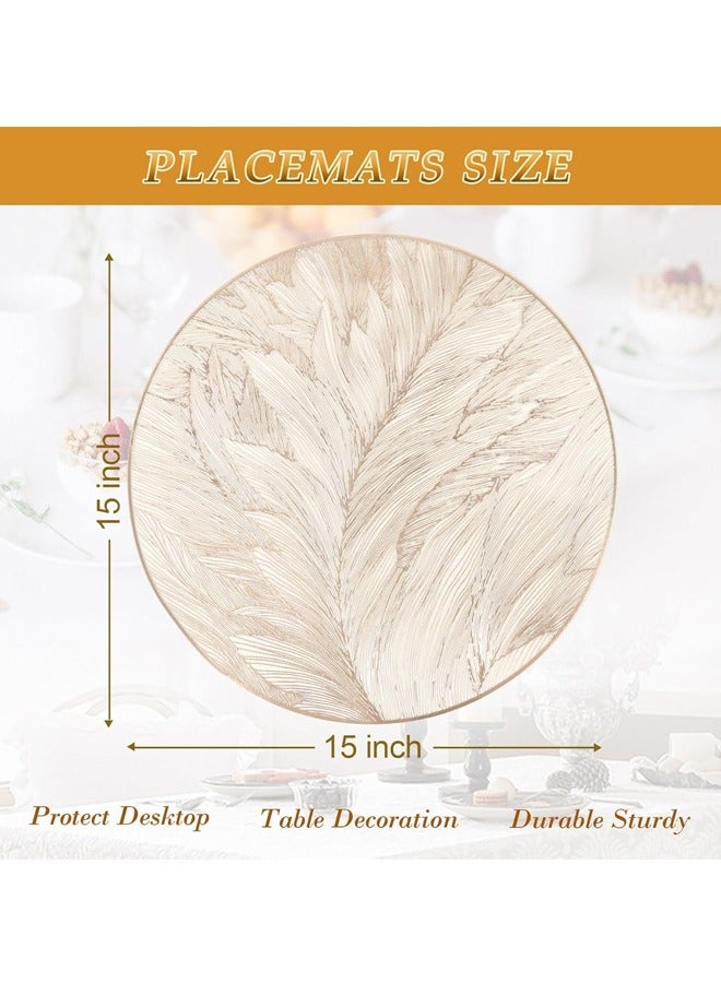 صاروخ فلاير 3 ألوان مفرش دائري ممتاز ، 15 بوصة PVC طاولة حصيرة مجموعة من 6 مفارش قابلة للغسل قابلة للغسل لتزيين حفل زفاف الطاولة عيد ميلاد (ذهبي ، ذهبي وردي ، فضي) - Image 2