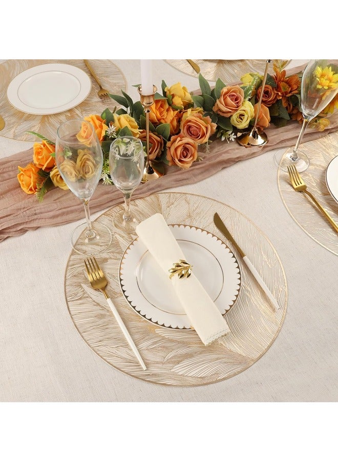 صاروخ فلاير 3 ألوان مفرش دائري ممتاز ، 15 بوصة PVC طاولة حصيرة مجموعة من 6 مفارش قابلة للغسل قابلة للغسل لتزيين حفل زفاف الطاولة عيد ميلاد (ذهبي ، ذهبي وردي ، فضي) - Image 3