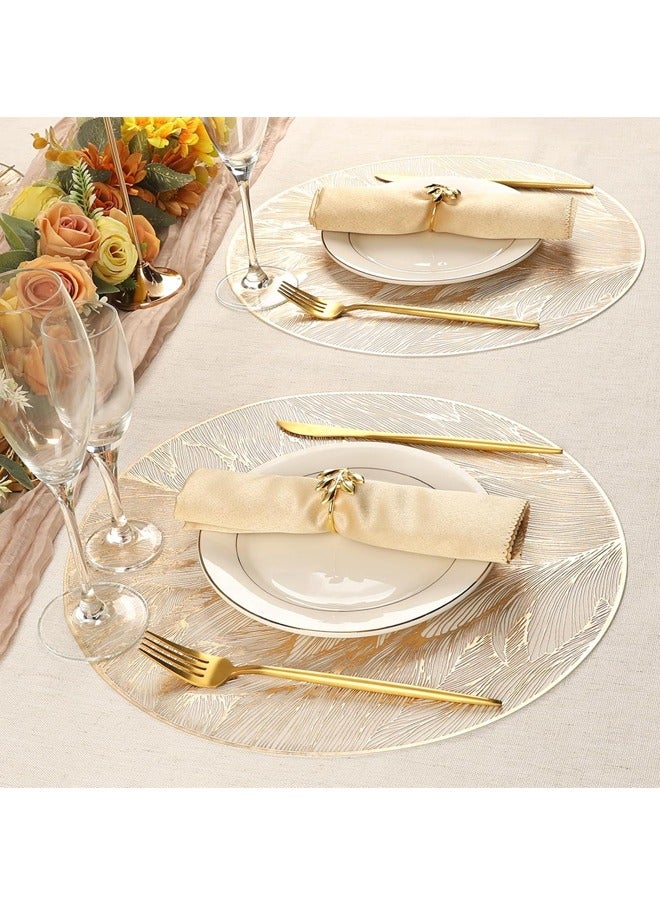 صاروخ فلاير 3 ألوان مفرش دائري ممتاز ، 15 بوصة PVC طاولة حصيرة مجموعة من 6 مفارش قابلة للغسل قابلة للغسل لتزيين حفل زفاف الطاولة عيد ميلاد (ذهبي ، ذهبي وردي ، فضي) - Image 4