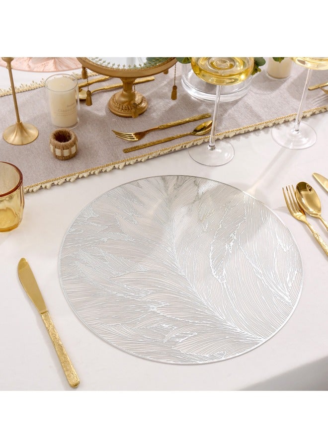 صاروخ فلاير 3 ألوان مفرش دائري ممتاز ، 15 بوصة PVC طاولة حصيرة مجموعة من 6 مفارش قابلة للغسل قابلة للغسل لتزيين حفل زفاف الطاولة عيد ميلاد (ذهبي ، ذهبي وردي ، فضي) - Image 5