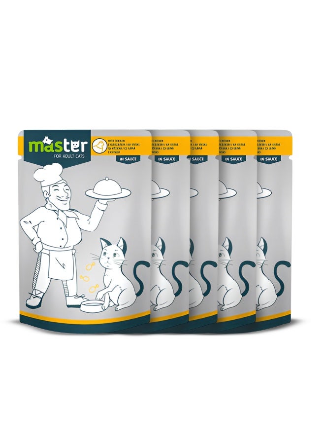 ماستر طعام ماستر الرطب مع الدجاج في الجيلي للقطط البالغة 80 جرام - Image 1