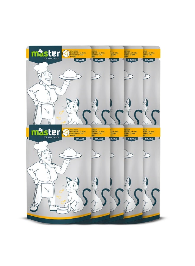 ماستر طعام ماستر الرطب مع الدجاج في الجيلي للقطط البالغة 80 جرام - Image 2