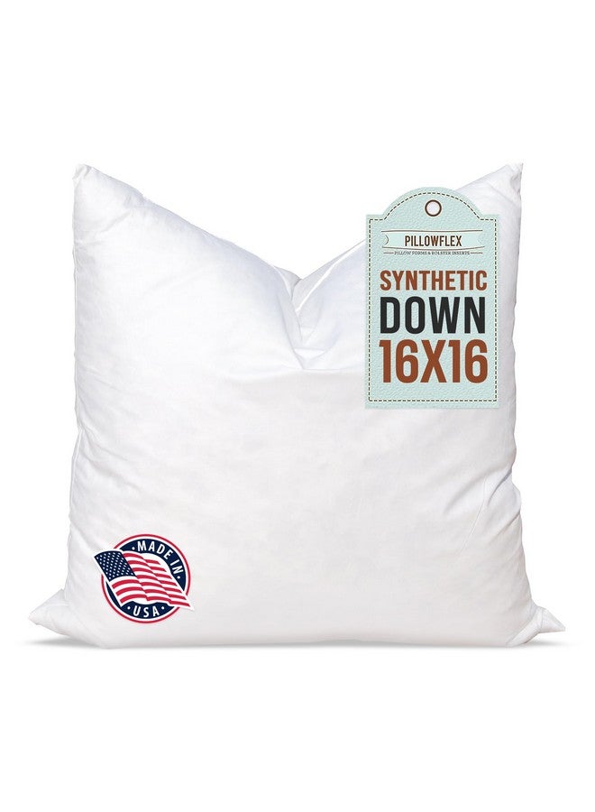 Pillowflex Synthetic Down Pillow Insert - 16x16 Down Alternative, Ultra Soft Throw Pillow, Small Couch Sham Bed Sleeping Pillow - 1 Decorative Accent Form - Image 1