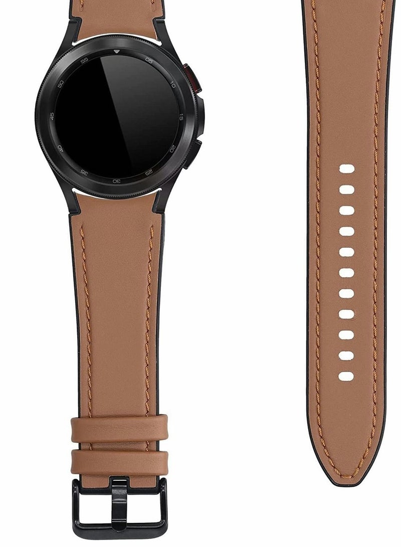 Excefore Leather Watch Band for Galaxy Watch 4/4 Classic 42mm/46mm, 2 Pcs 20mm Quick Release Watch Strap  - Image 4