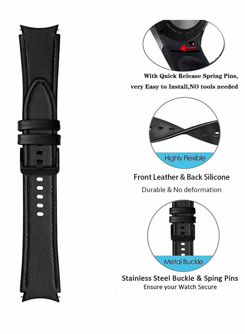 Excefore Leather Watch Band for Galaxy Watch 4/4 Classic 42mm/46mm, 2 Pcs 20mm Quick Release Watch Strap  - Image 3