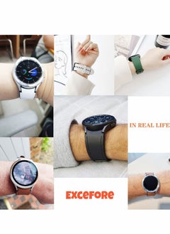 Excefore Leather Watch Band for Galaxy Watch 4/4 Classic 42mm/46mm, 2 Pcs 20mm Quick Release Watch Strap  - Image 5