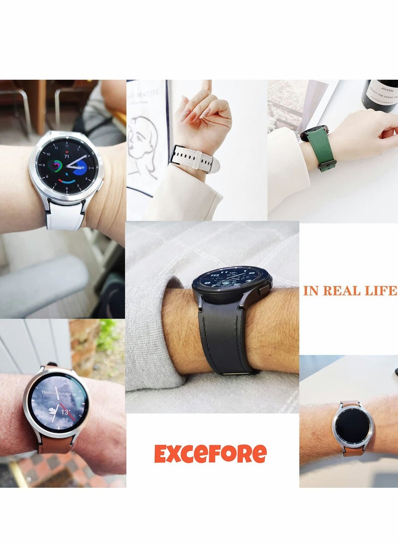 Excefore Leather Watch Band for Galaxy Watch 4/4 Classic 42mm/46mm, 2 Pcs 20mm Quick Release Watch Strap  - Image 5