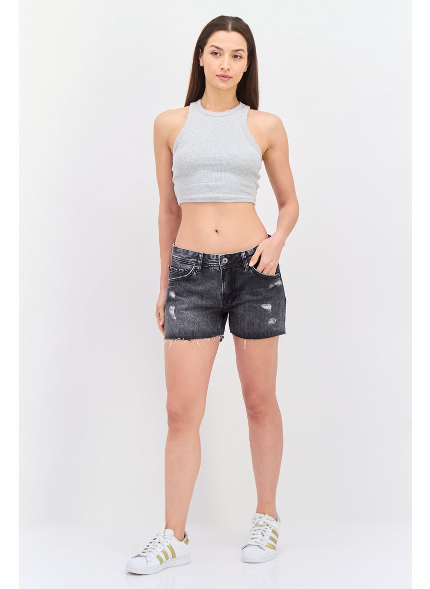 Pepe Jeans Women Boyfriend Fit Rip Denim Shorts, Black Wash  - Image 4