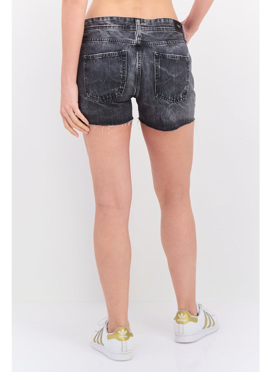 Pepe Jeans Women Boyfriend Fit Rip Denim Shorts, Black Wash  - Image 3