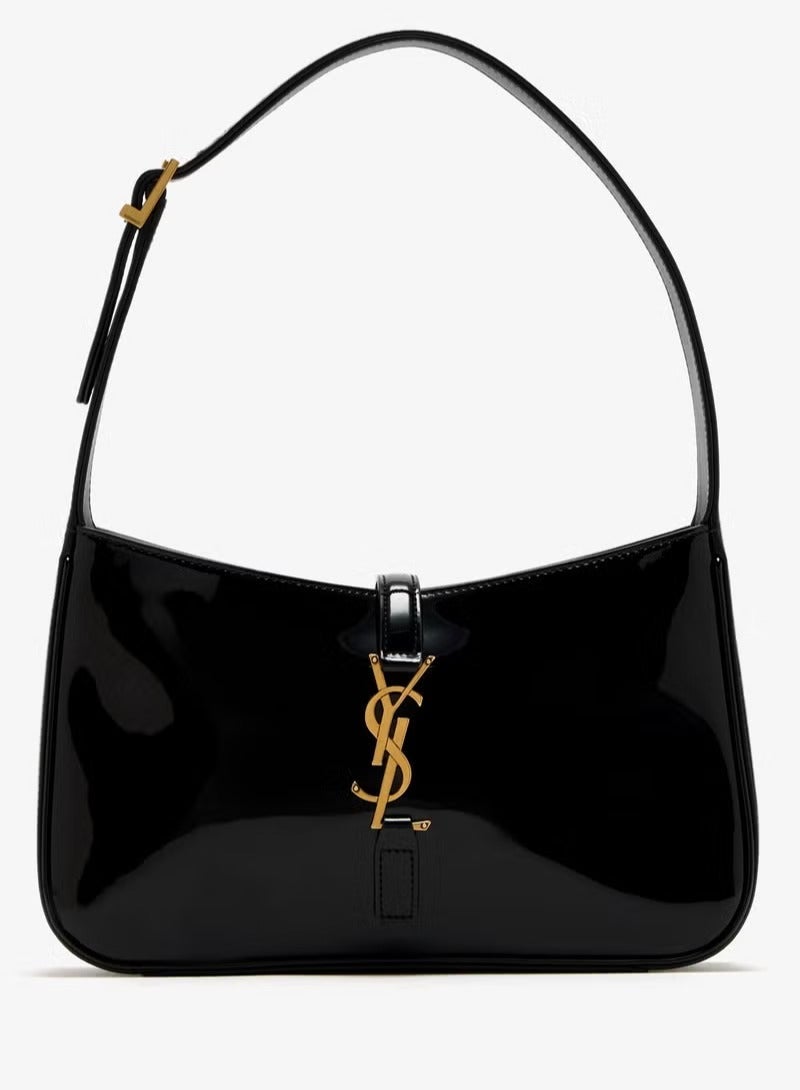 Yves Saint Laurent 5 à 7 Women's Leather Hobo Bag, Women's Tote Bag, Women's Shoulder Bag, Women's Hand Bag, Women's Travel Bag, Glossy-Black - Image 1