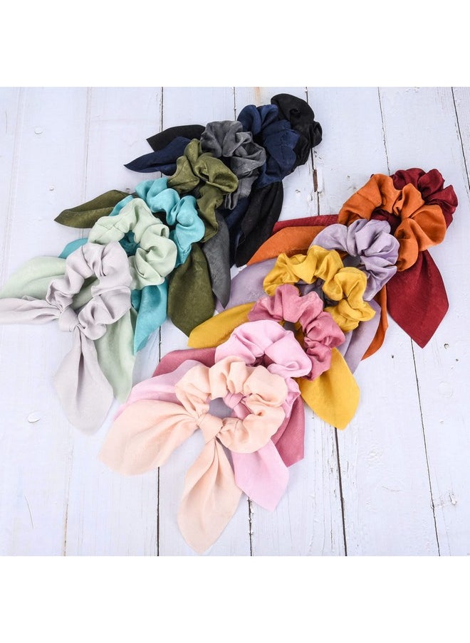 Aileam - 14 PCS Bow Hair Scrunchies Bunny Ears Silk Scrunchies Hair Ties Bobbles Elastic Hair Ties Ropes Ponytail Holder Hair Accessories for Women - Image 1